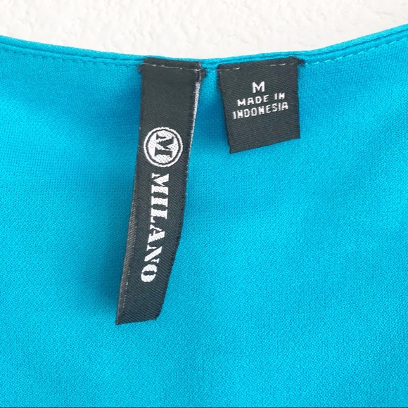 Milano Sleeveless Blue Ruffle Top. Sz Medium - Picture 6 of 7